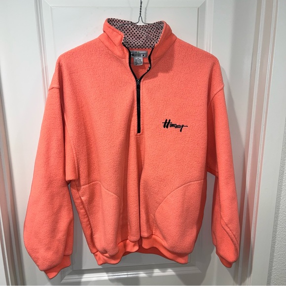 Xtreme heet Orange fleece sweatshirt 90s Vtg fuzzy warm fleece pullover size M - Picture 1 of 3